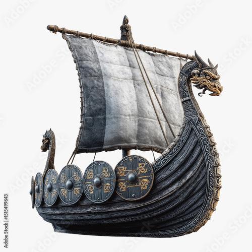 Majestic Viking Longship A 3D Render of a Norse
