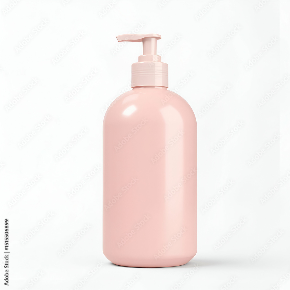 Pastel Pink Conditioner Bottle Isolated on White Background - Realistic Textures, Flip Top Cap, Hair Care Product Infographics, Empty Space for Design