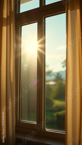 Leeres Zimmer Fenster Sonnenschein vertical