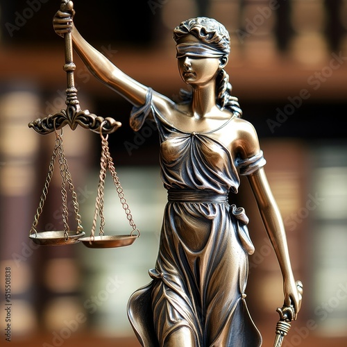 Justice Scales and Lady Justice Statue in the Office