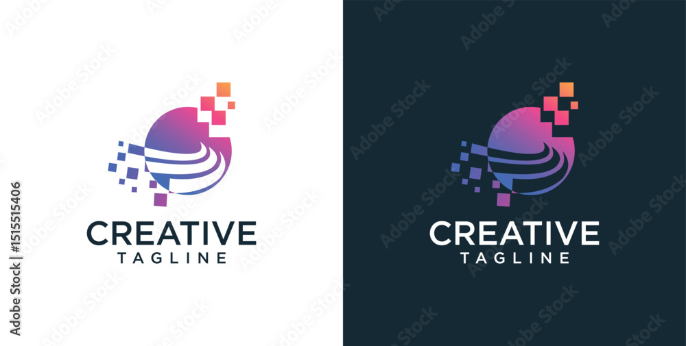 Fototapeta premium digital technology icon logo template