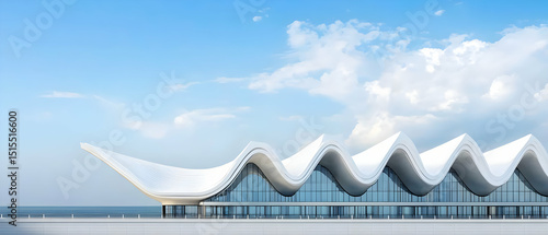 Modern White Airport Terminal Under Sunny Sky