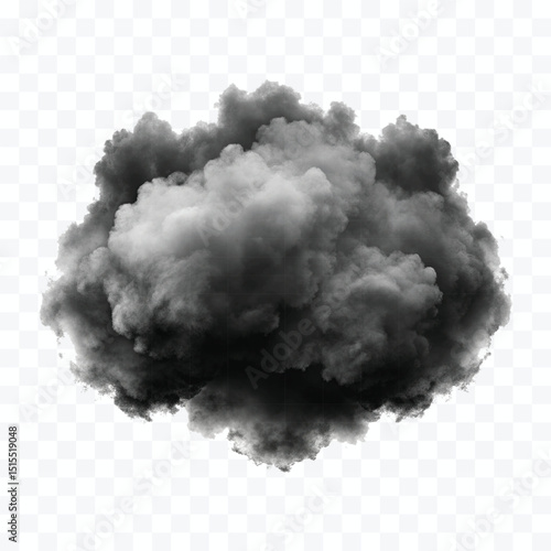 realistic smooth white and black cloud in different style isolated on transparent background

