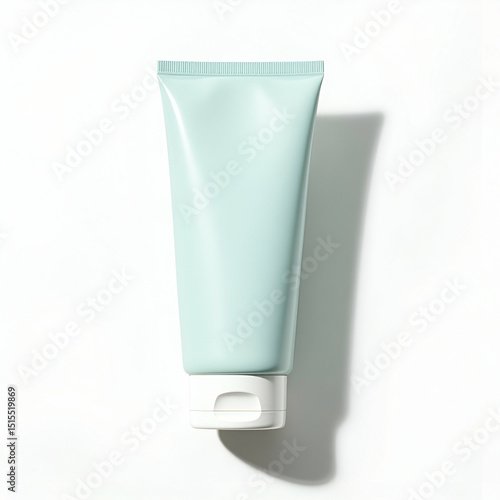 Studio grade product shot of facial cleanser tube isolated on white background featuring crisp tube edges nuanced squeeze texture realistic lighting with soft falloff shadows ideal for beauty brand lo