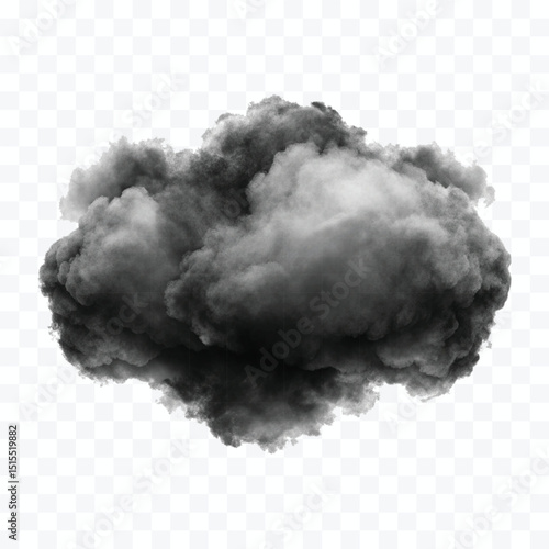 realistic smooth white and black cloud in different style isolated on transparent background
