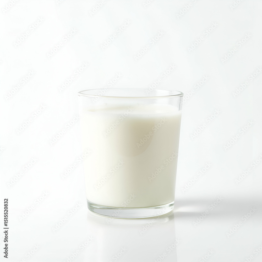 Crisp Still Life: Chilled Milk Droplets on Transparent Glass for Beverage Photography & Healthy Lifestyle Branding - Immaculate White Background & Empty Space Crisp Still Life: Chilled Milk Droplets on Transparent Glass for Beverage Photography & Healthy Lifestyle Branding - Immaculate White Background & Empty Space