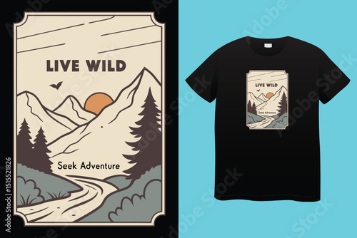 Camping T-Shirt Design – Outdoor Adventure, Nature, Wilderness, and Hiking Graphic Tee.