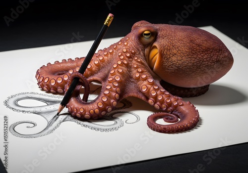 Octopus Artist: A Cephalopod Creates Self Portrait with Pencil