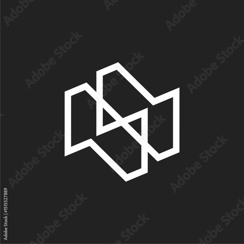 Double N letter line logo is suitable for brand logos