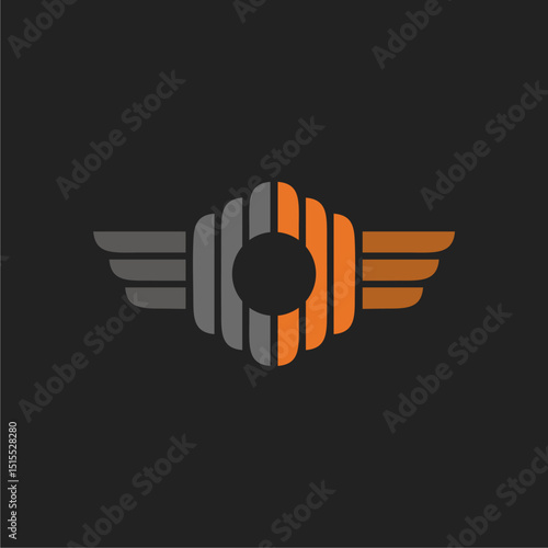 Winged metal letter O logo