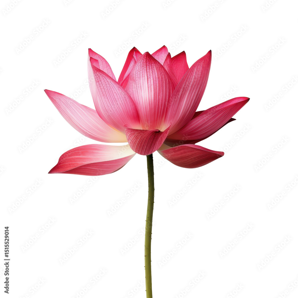 Beautiful pink lotus flower stands gracefully slender stem, showcasing its delicate petals and vibrant colors. This stunning bloom symbolizes purity and tranquility, making it perfect addition to Beautiful pink lotus flower stands gracefully slender stem, showcasing its delicate petals and vibrant colors. This stunning bloom symbolizes purity and tranquility, making it perfect addition to