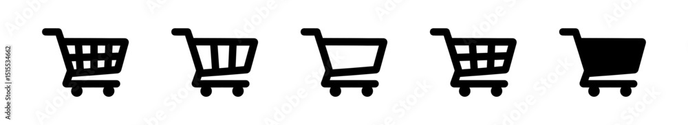 Collection of Shopping Cart Icons Depicted in Black Isolated on White Background Collection of Shopping Cart Icons Depicted in Black Isolated on White Background
