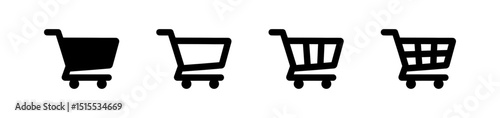 Selection of Shopping Cart Icons with Varying Grid Structures on a White Background