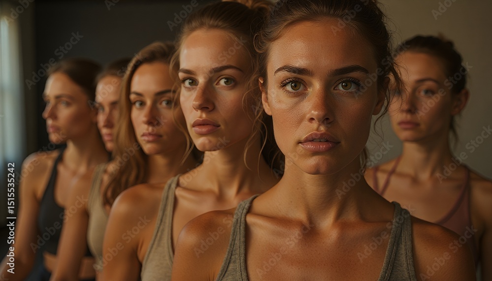 Obraz premium Portrait of Five Young Women in Tank Tops