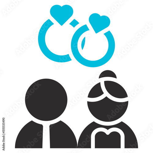 Marriage Glyph Blue Grey Icon