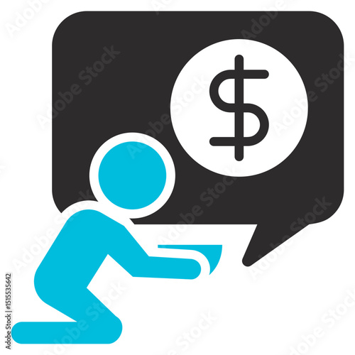 Poverty Glyph Blue Grey Icon
