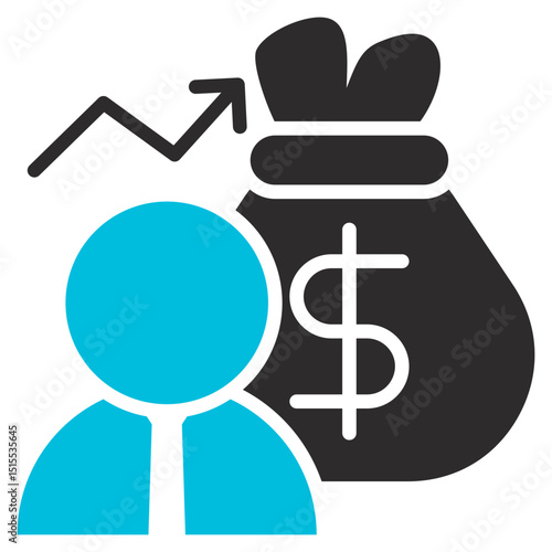 Wealth Glyph Blue Grey Icon