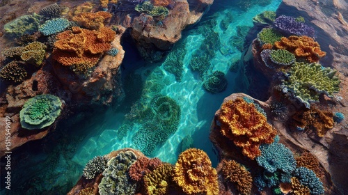 Vibrant Underwater Coral Reef Paradise: A Stunning Aerial View of  Oceanic Beauty