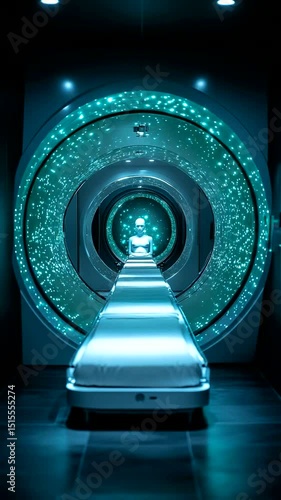 Futuristic medical imaging room with glowing details