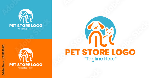Cute and Colorful Dog and Cat Pet Store Logo for Branding