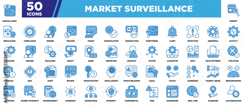 Market Surveillance Iconset Blue White Editable Stroke