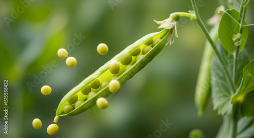 Bursting Forth Freshness: Peas Exploding From Their Pod In Springtime