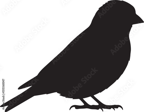American Goldfinch Side View Solid Vector Silhouette 