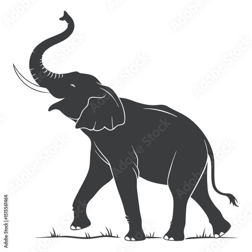 silhouette elephant on white background