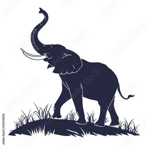 silhouette elephant on white background