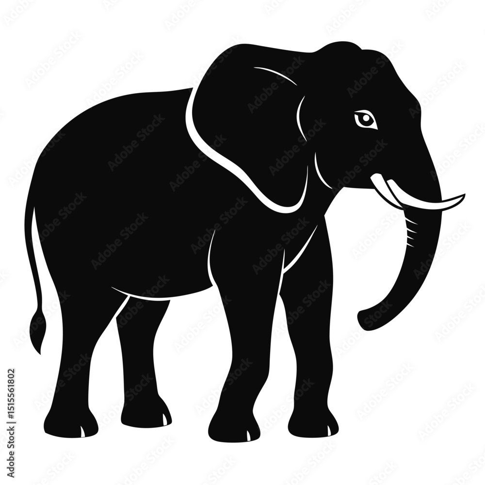 Fototapeta premium silhouette elephant on white background