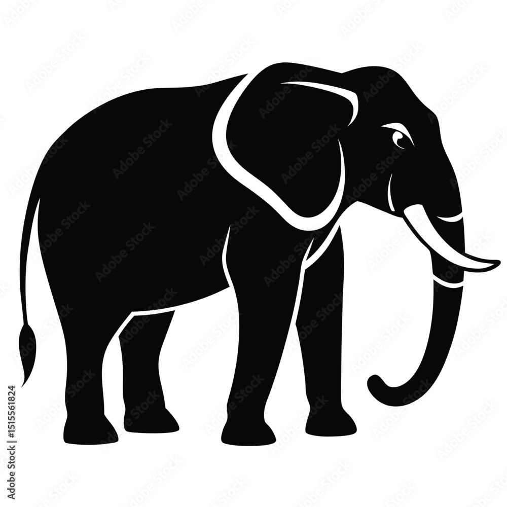Fototapeta premium silhouette elephant on white background