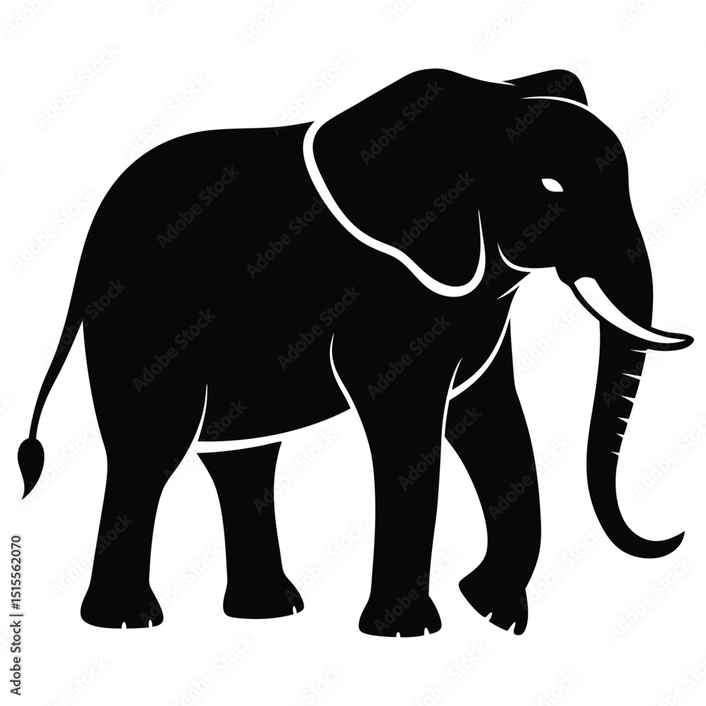 Fototapeta premium silhouette elephant on white background
