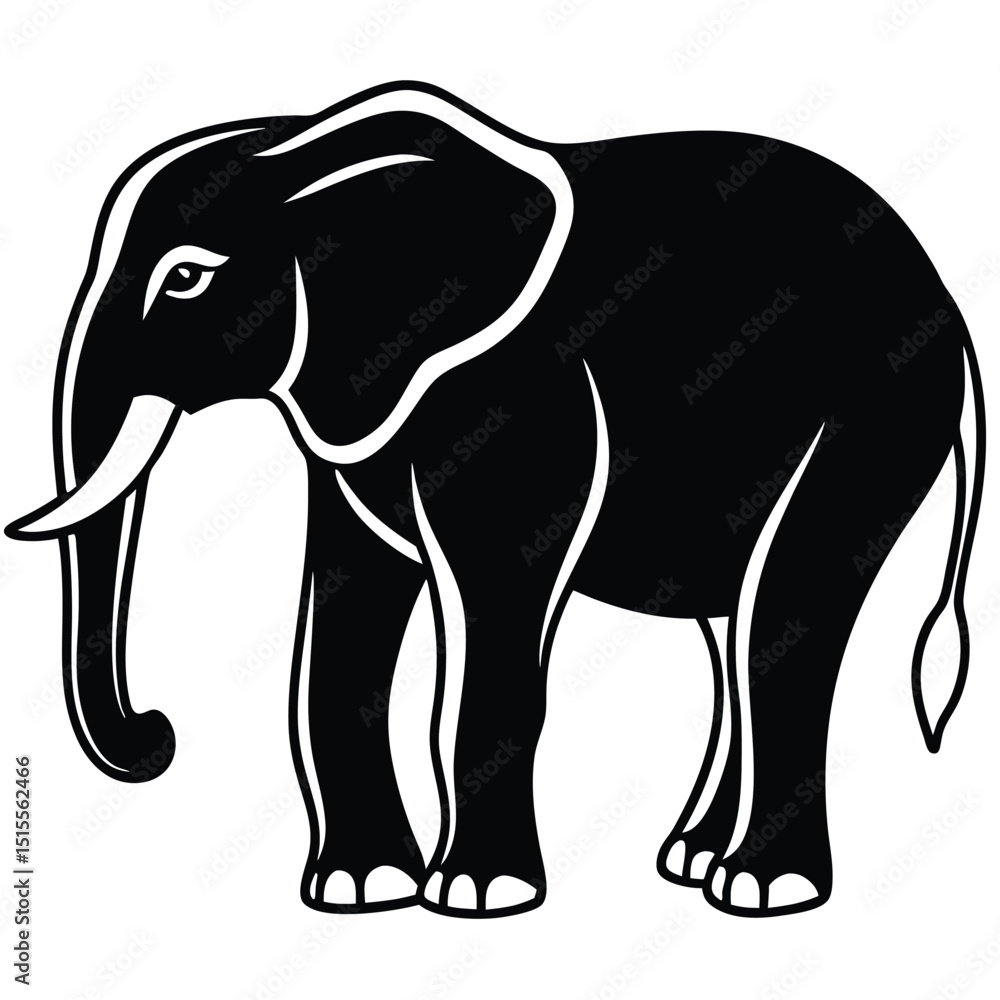 Obraz premium silhouette elephant on white background