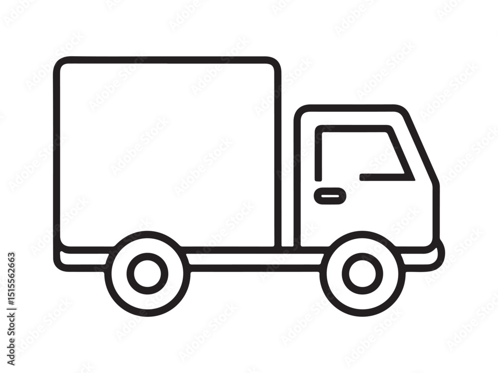 Delivery Truck Outline Icon: Simple Transportation Vehicle for Logistics