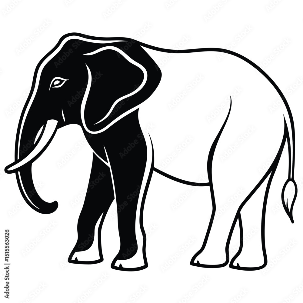 Fototapeta premium silhouette elephant on white background