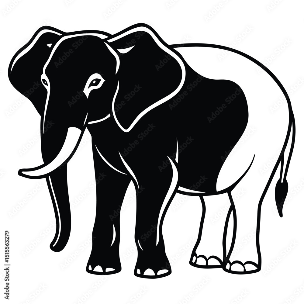Fototapeta premium silhouette elephant on white background