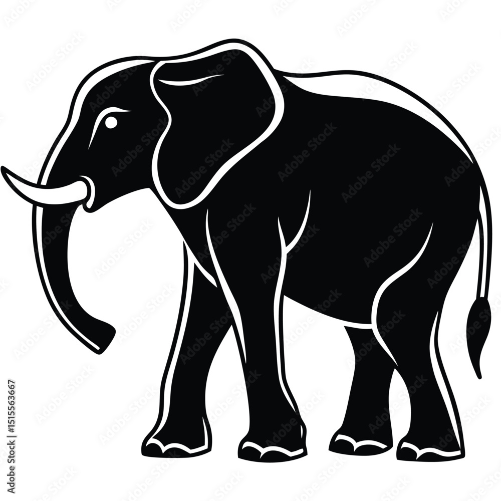 Obraz premium silhouette elephant on white background