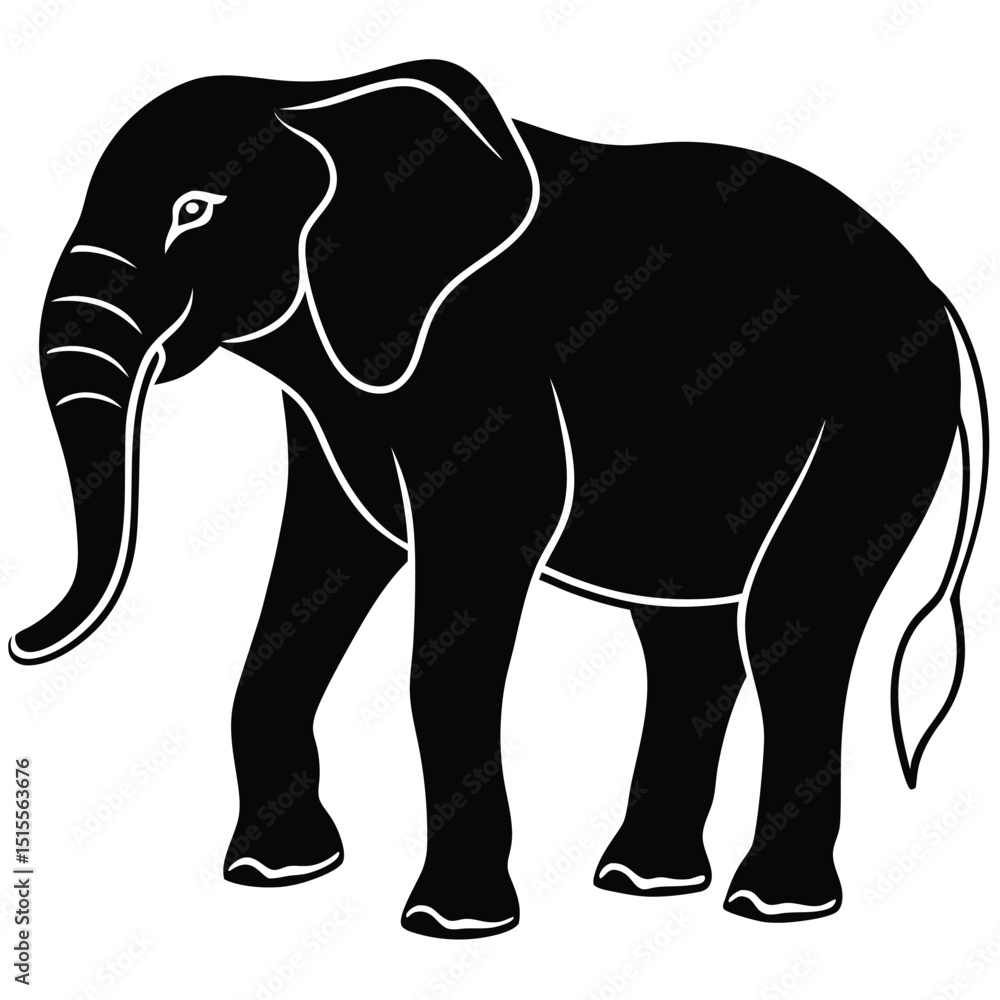 Fototapeta premium silhouette elephant on white background
