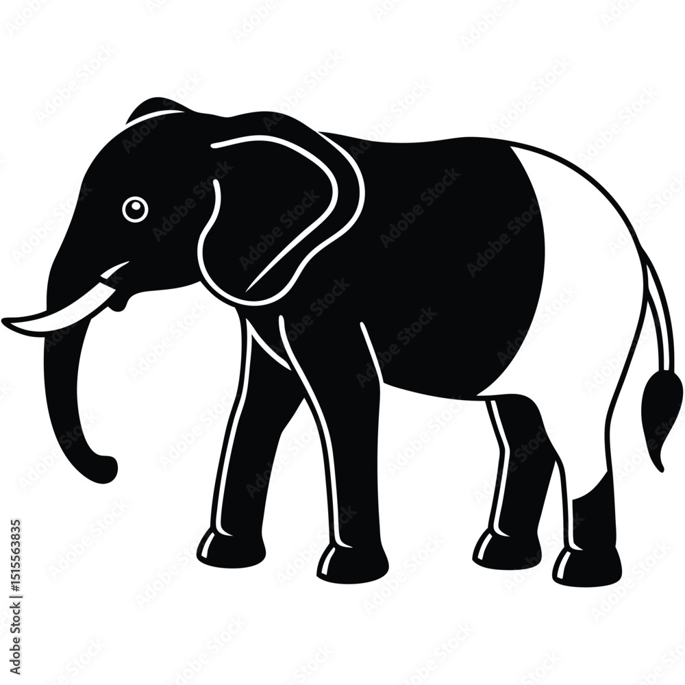 Fototapeta premium silhouette elephant on white background