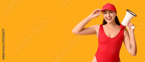 Female lifeguard with megap...