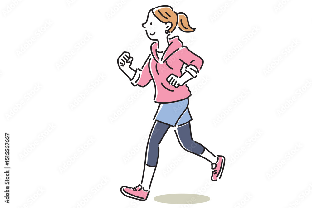 ダイエットで気持ちよくランニングする若い女性 ダイエットで気持ちよくランニングする若い女性
