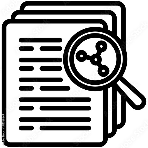 Academic Paper mini illustration black outline icon, use for research and development, education, industry, UI, UX kit, app and web development, digital or print.