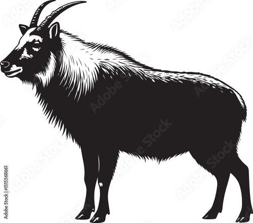Serow Side View Silhouettes