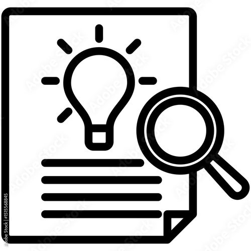 Insight Card mini illustration black outline icon, use for research and development, education, industry, UI, UX kit, app and web development, digital or print.