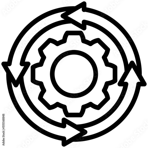 Iteration Cycle mini illustration black outline icon, use for research and development, education, industry, UI, UX kit, app and web development, digital or print.