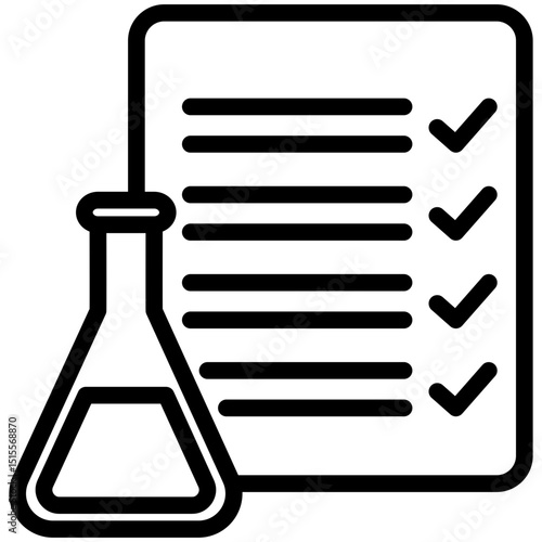 Lab Test mini illustration black outline icon, use for research and development, education, industry, UI, UX kit, app and web development, digital or print.
