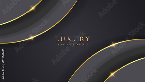 Abstract wave shape black and gold lines luxury background