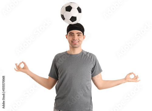 Sporty young man with socce...
