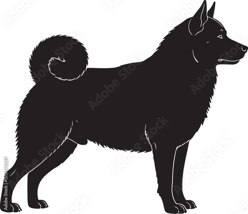 Black Norwegian Elkhound Side View Silhouettes