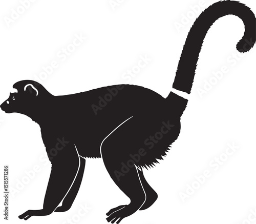 Sifaka Side View Silhouettes